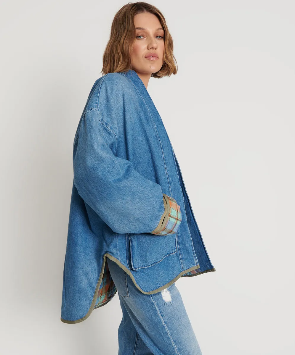 KIMONO DENIM QUILTED JACKET