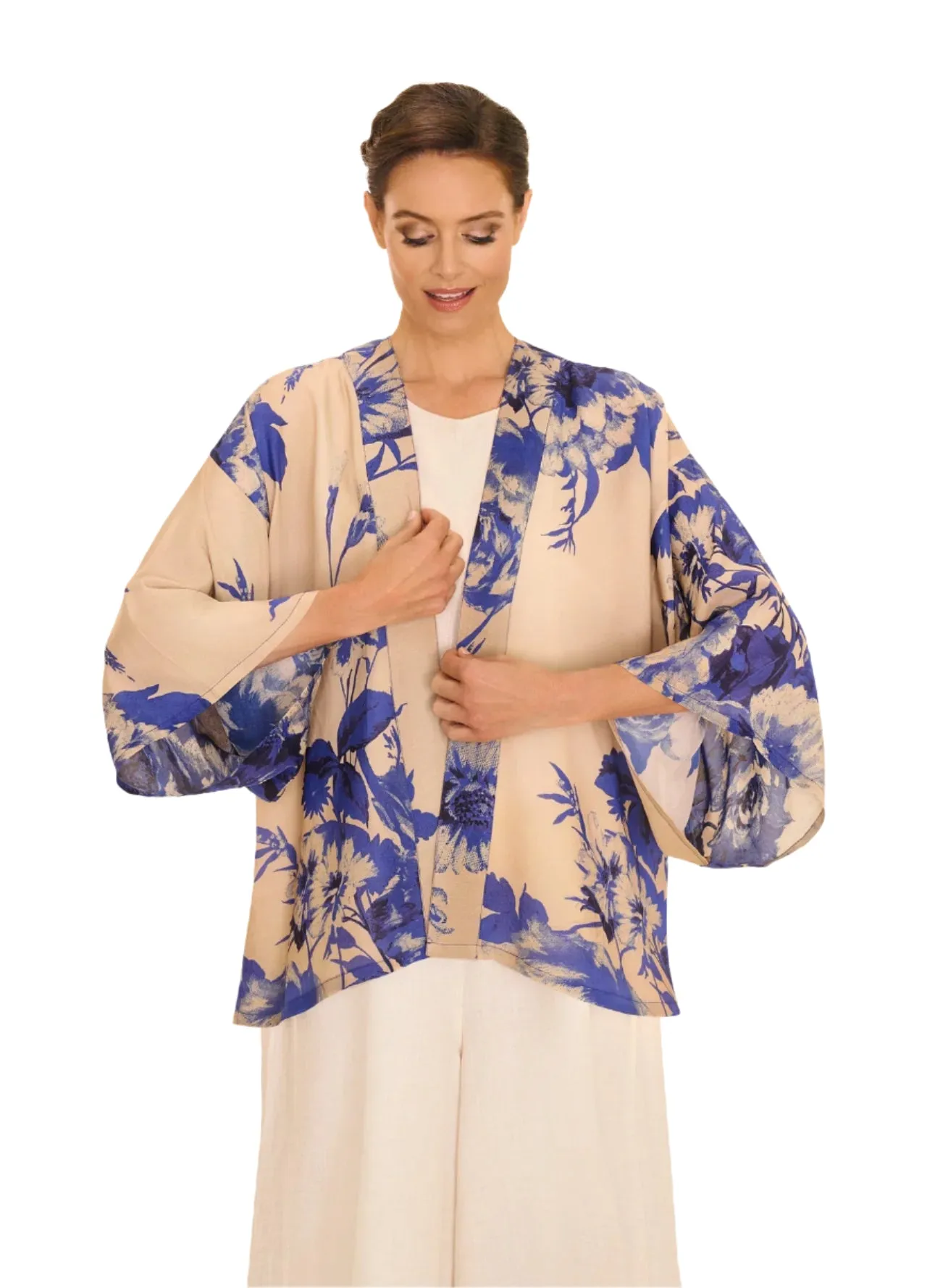 Kimono Jacket by Powder UK in China Blue Blooms