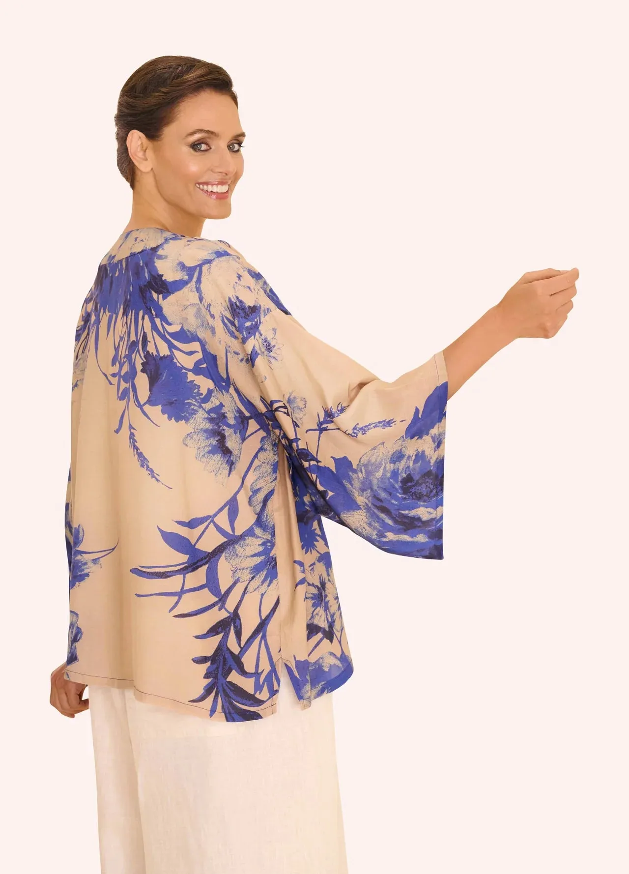 Kimono Jacket by Powder UK in China Blue Blooms