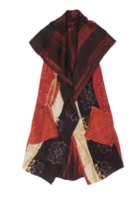 KIMONO PRINT KANTHA CIRCULAR VEST