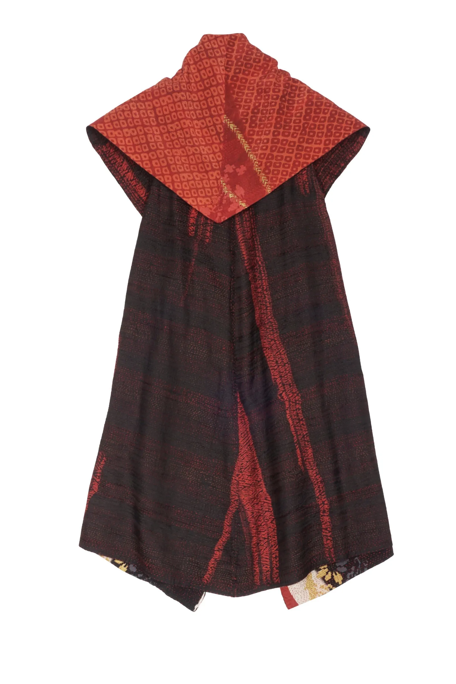 KIMONO PRINT KANTHA CIRCULAR VEST