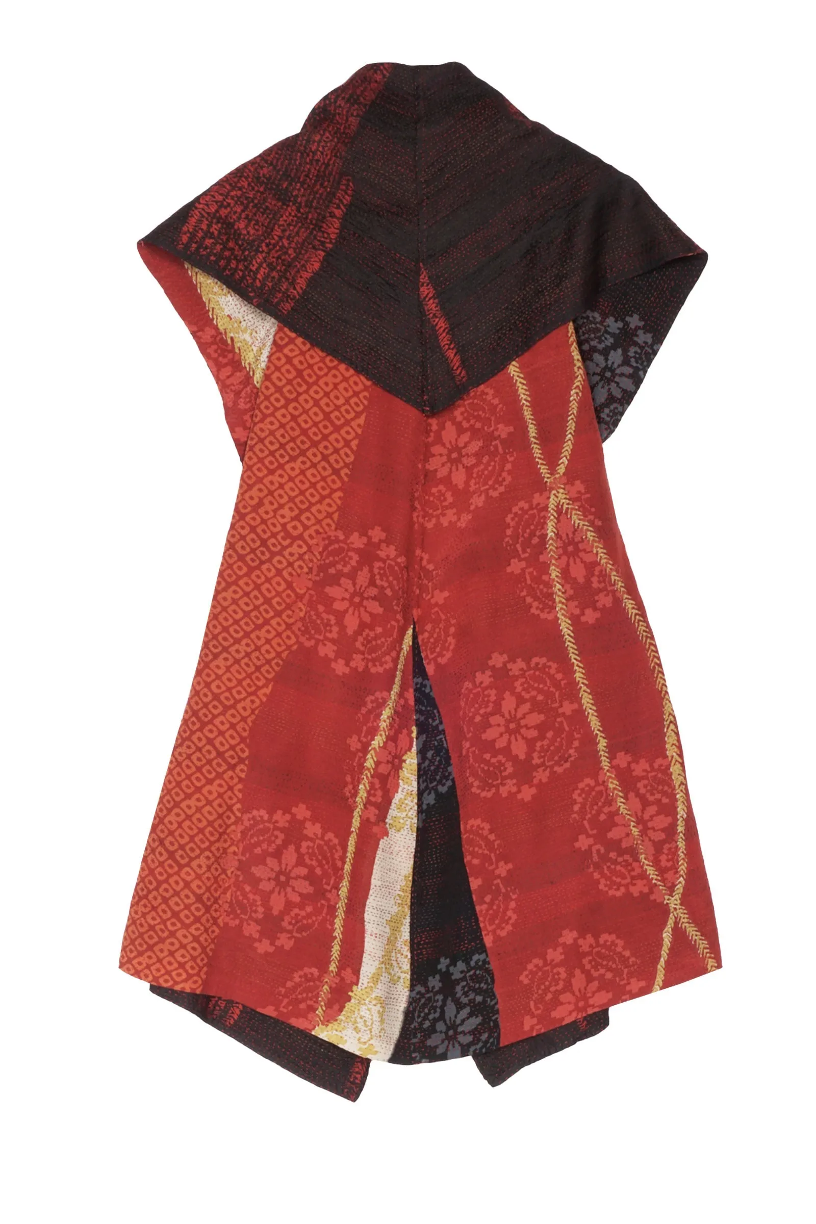 KIMONO PRINT KANTHA CIRCULAR VEST