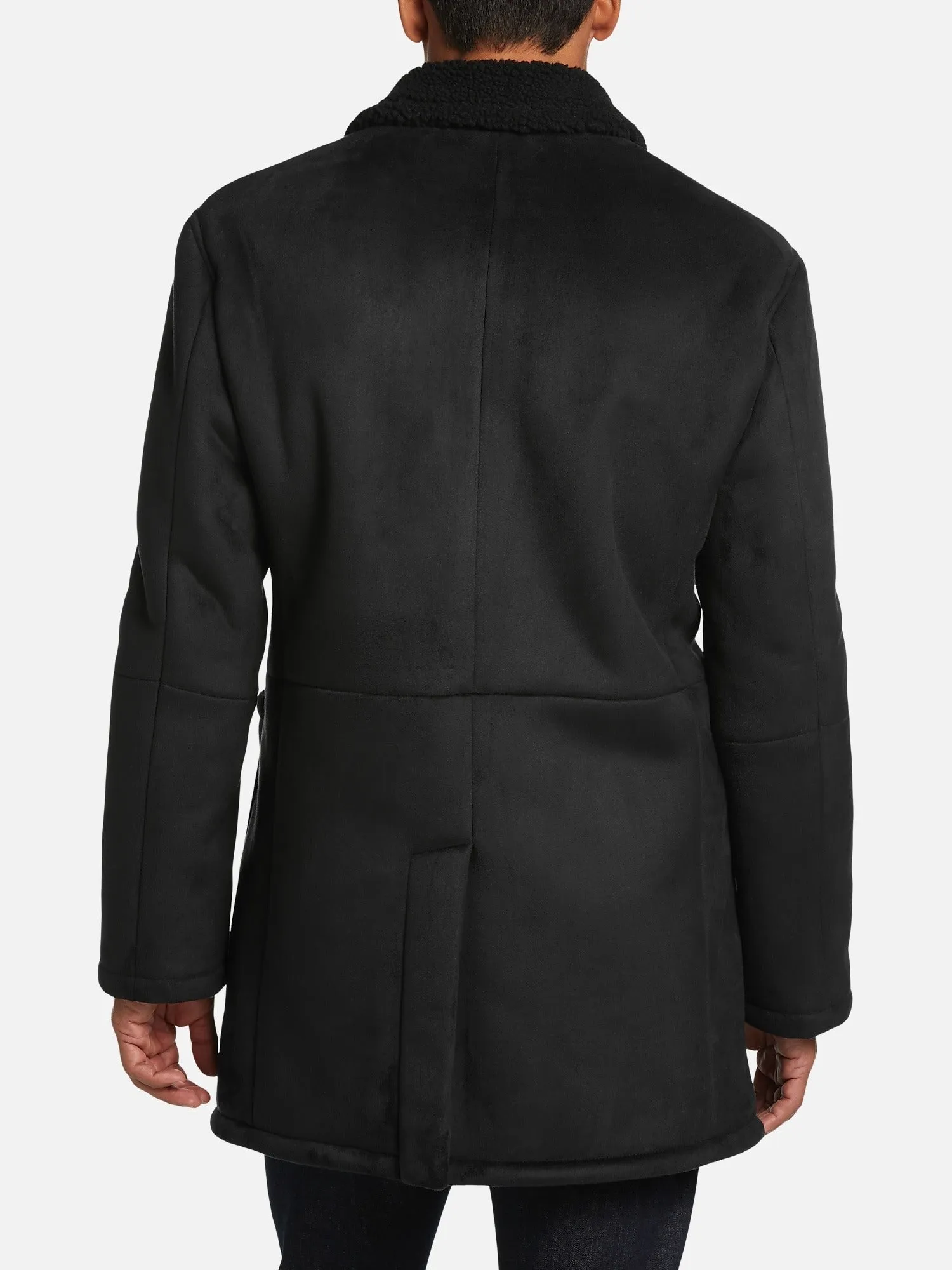 Lauren Ralph Lauren Men's Lefferts Classic Fit Faux Shearling Overcoat Black 46L