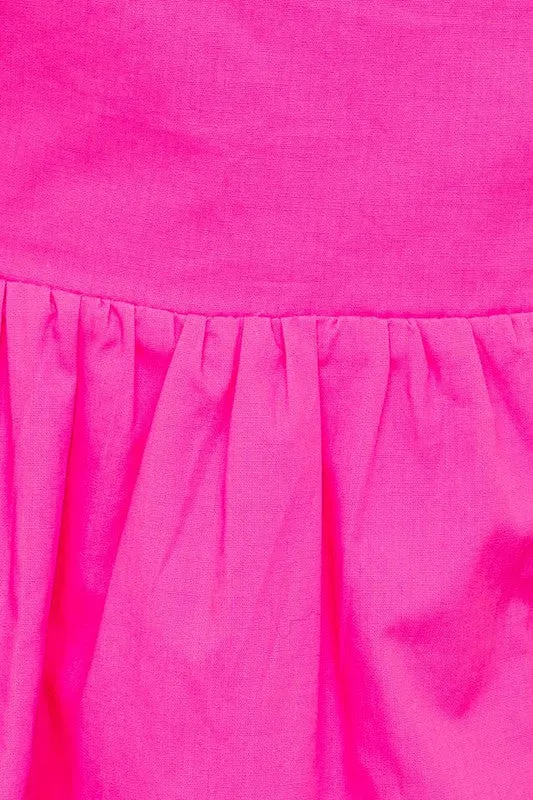 LE LIS Short Sleeve Back Tie Detail Babydoll Dress