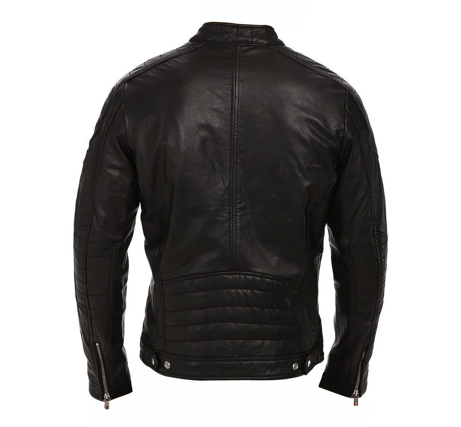 Leather Jackets Hub Mens Genuine Lambskin Leather Jacket (Black, Racer Jacket) - 1501026
