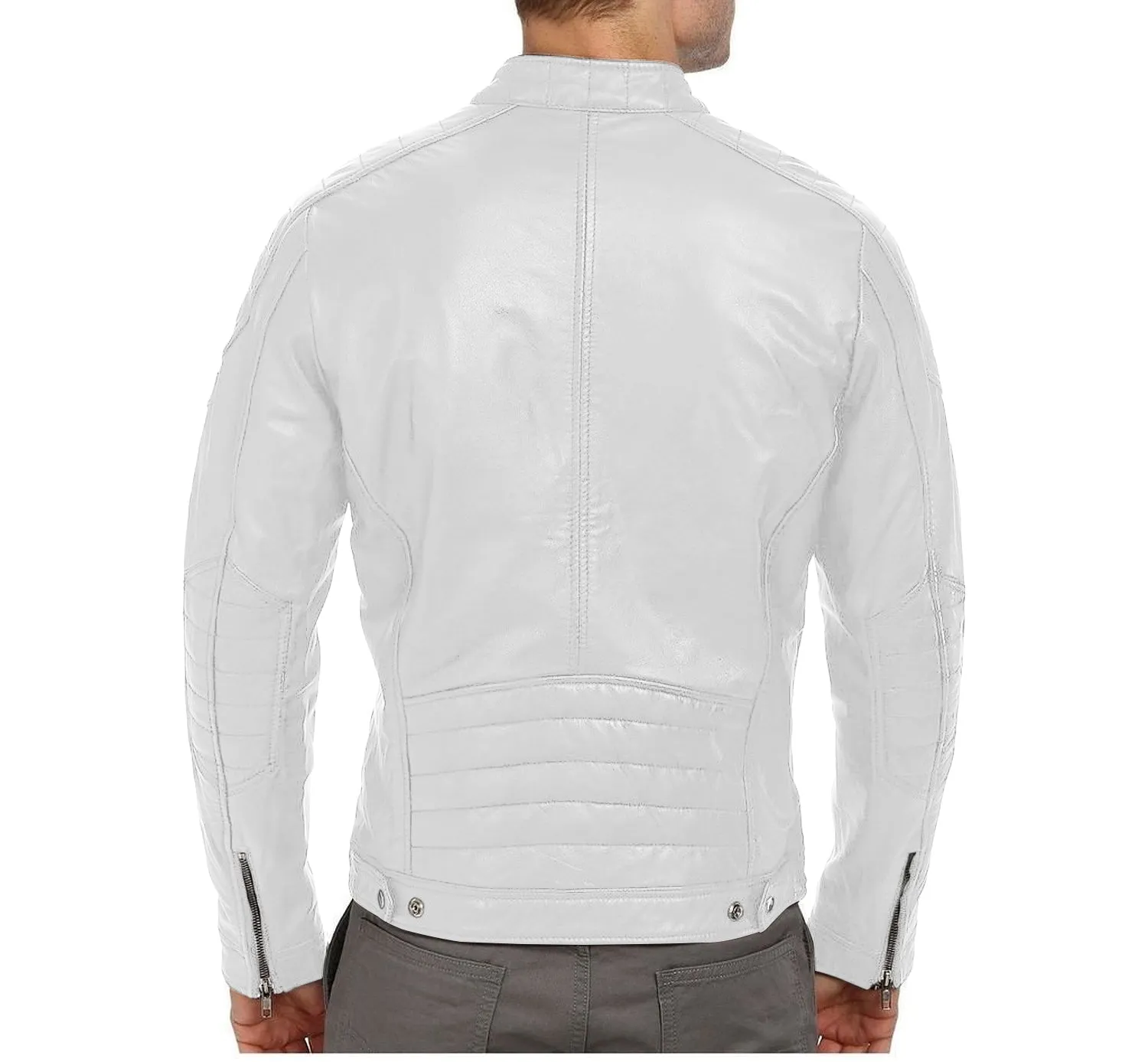 Leather Jackets Hub Mens Genuine Lambskin Leather Jacket (Black, Racer Jacket) - 1501026