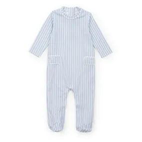 Lila and Hayes Stripes in Blue Preston Romper