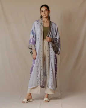 Lilly Garden Satin Kimono Purple X Light Blue