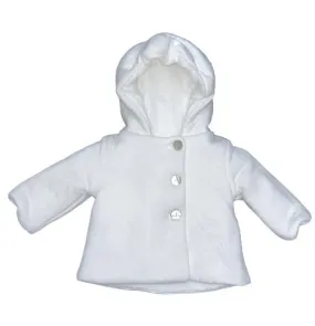 Luxe Latte: Quilted Hooded Jacket with Mother of Pearl Accents