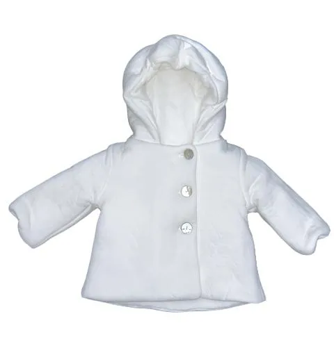 Luxe Latte: Quilted Hooded Jacket with Mother of Pearl Accents