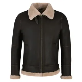 Men's Dark Brown Sheepskin Leather Jacket Classic Fit