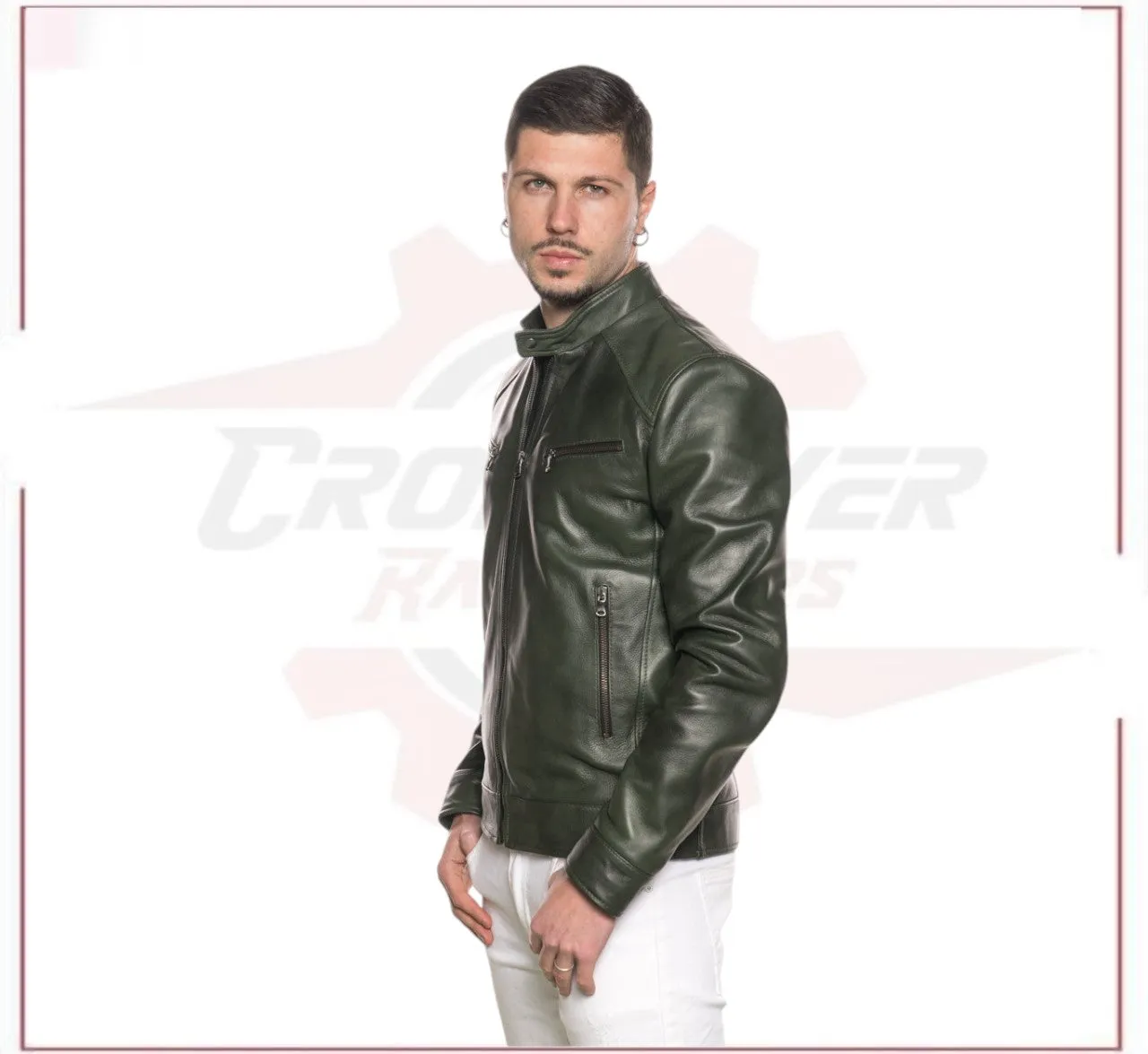 Men's Jacket in Genuine Green Leather