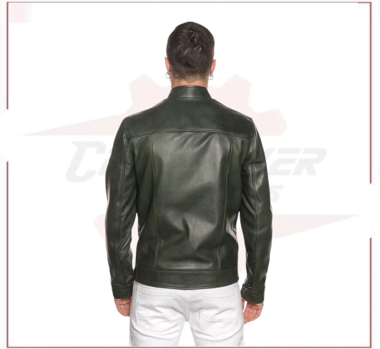 Men's Jacket in Genuine Green Leather