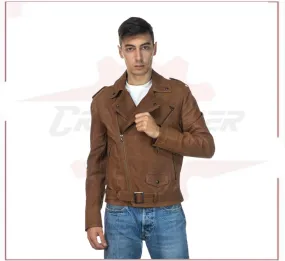 Men's jacket in Genuine Vintage Brown Leather