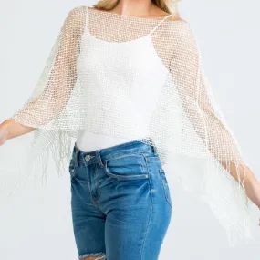 Mesh Fishnet Crop Top Sequin Layer