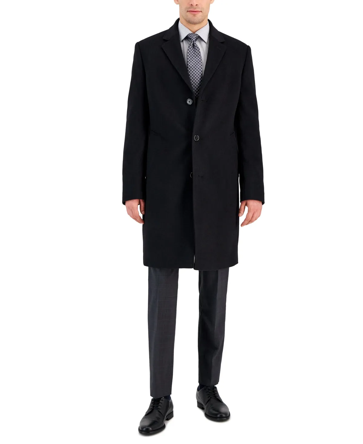 Michael Kors Mens Classic fit Overcoat Coat 44 L Black Solid