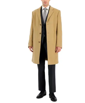 Michael Kors Mens Classic Fit Overcoat Coat 44R Camel Tan Solid