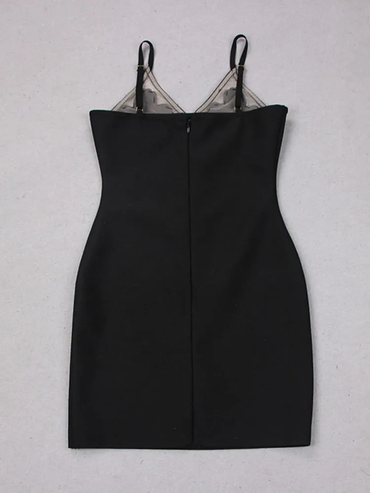 Moving Along Embellished Mini Black Dress