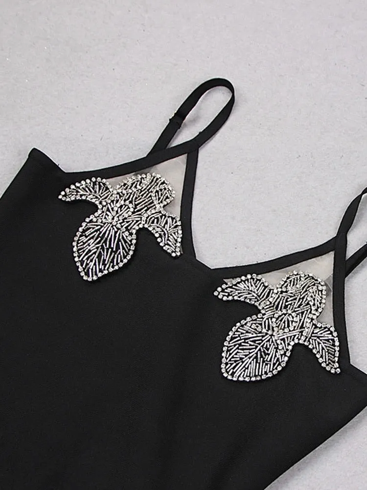 Moving Along Embellished Mini Black Dress
