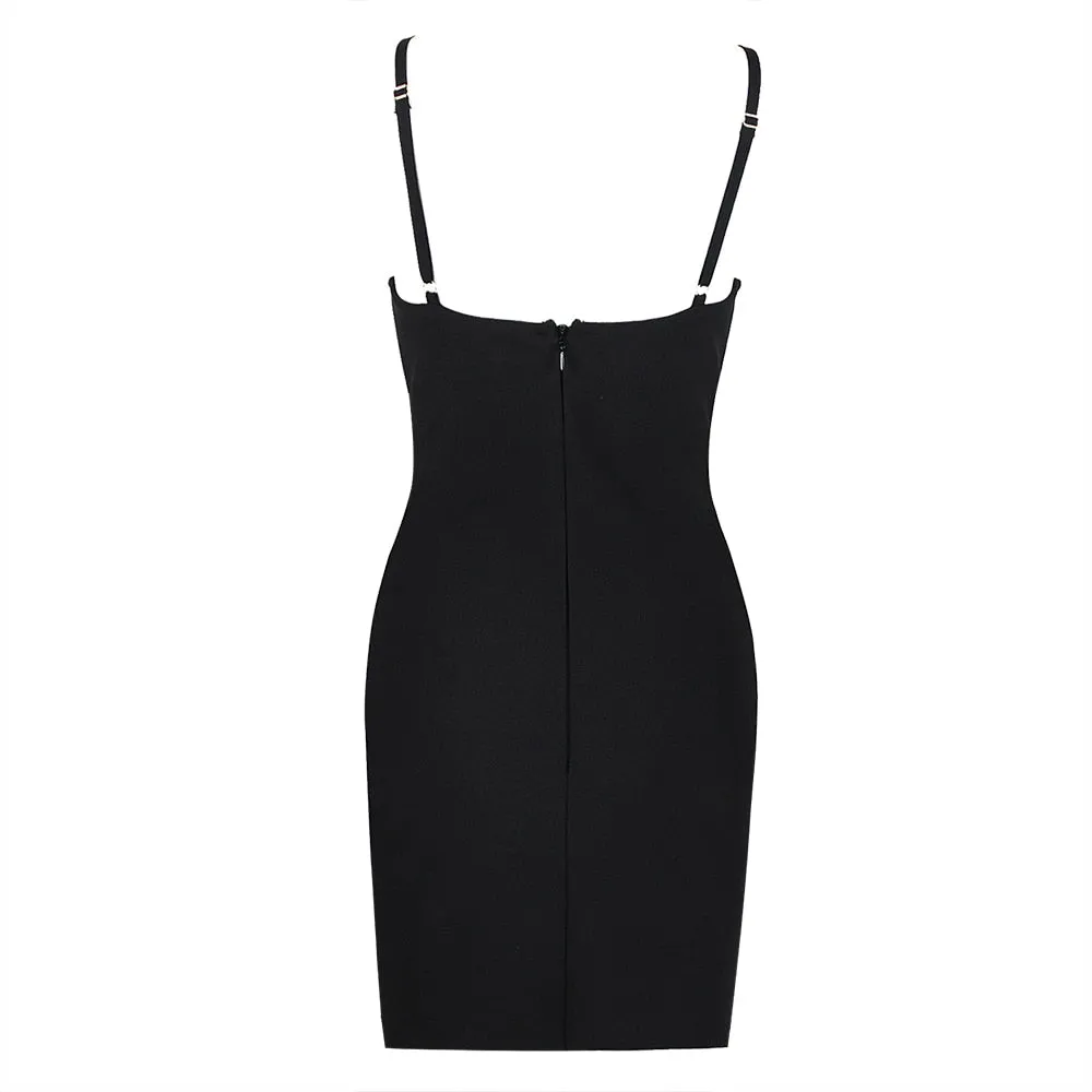 Moving Along Embellished Mini Black Dress