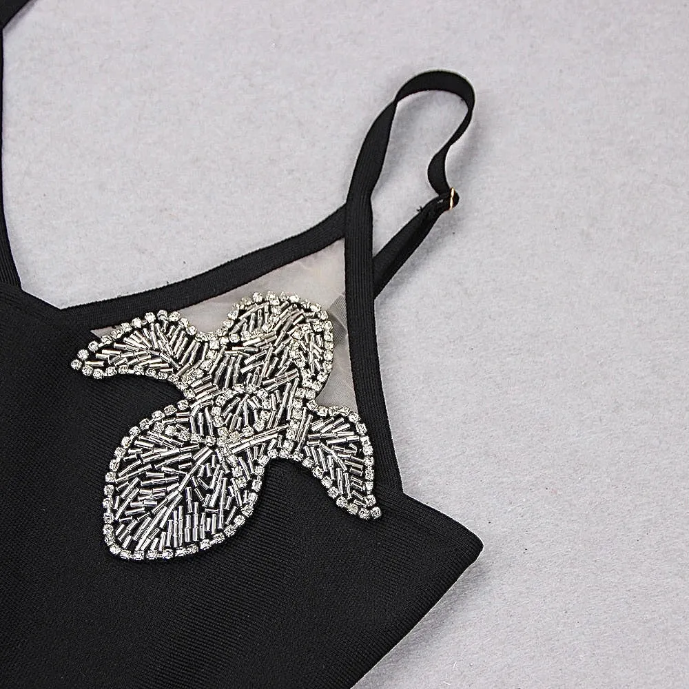 Moving Along Embellished Mini Black Dress