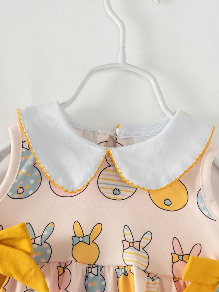 Multicolor Bunny French Knot Baby Girl Romper
