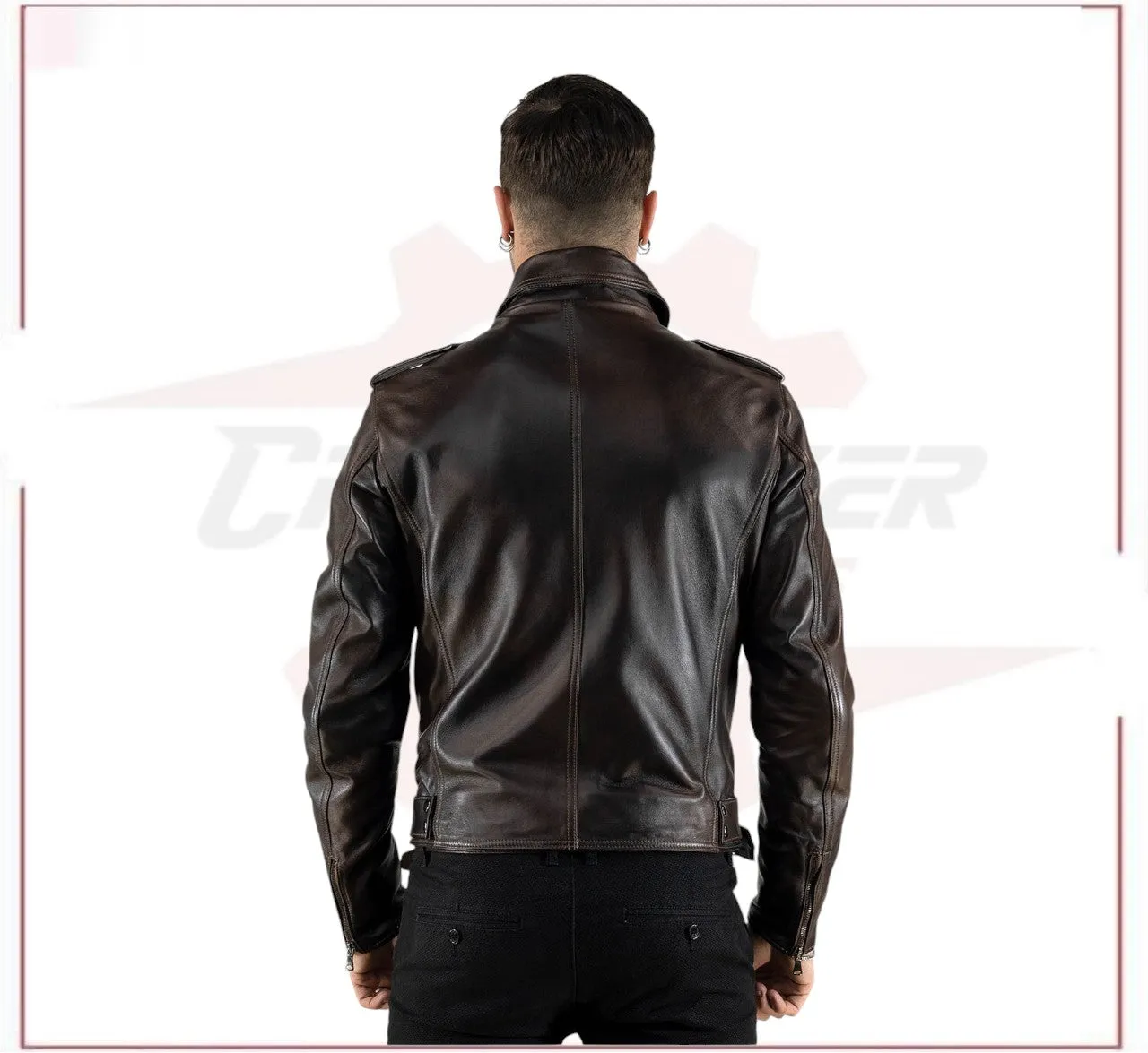 New Men's jacket in Genuine Dark Brown Leather