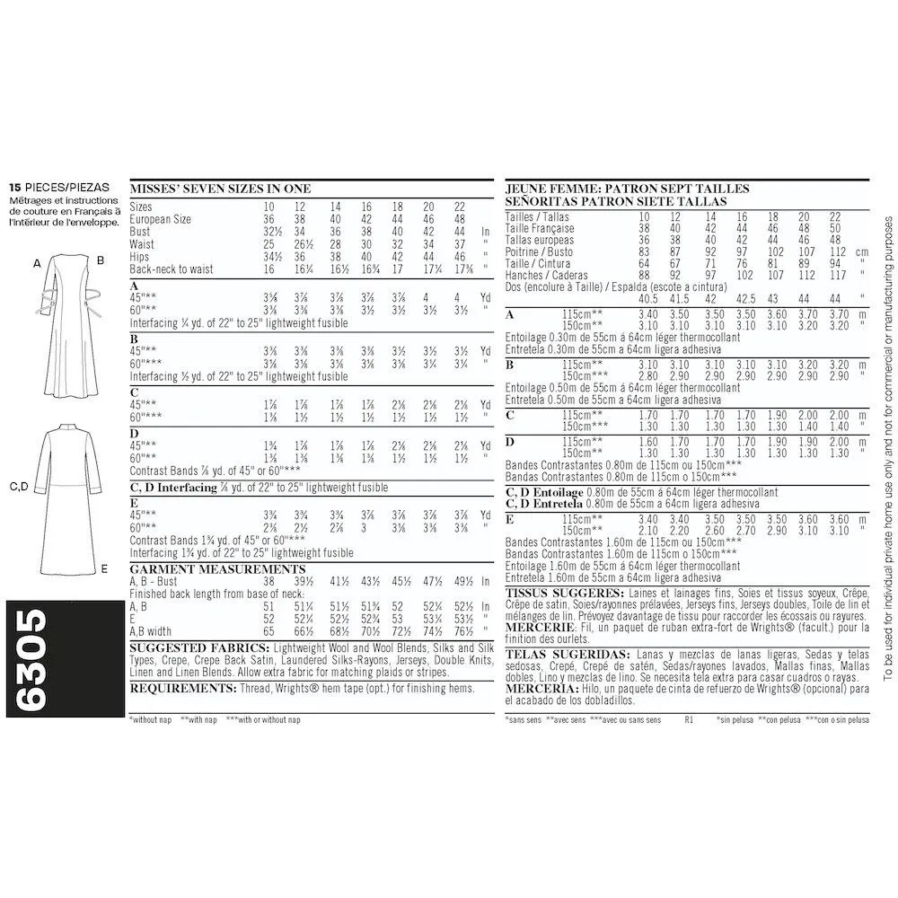 Newlook Pattern 6305 Misses Dresses