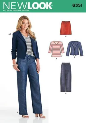 Newlook Pattern 6351 Misses' Jacket, Pants, Skirt and Knit Top