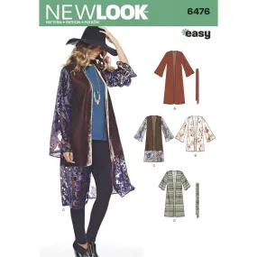 Newlook Pattern 6476 Misses' Easy Kimono with Length and Sleeve Variation