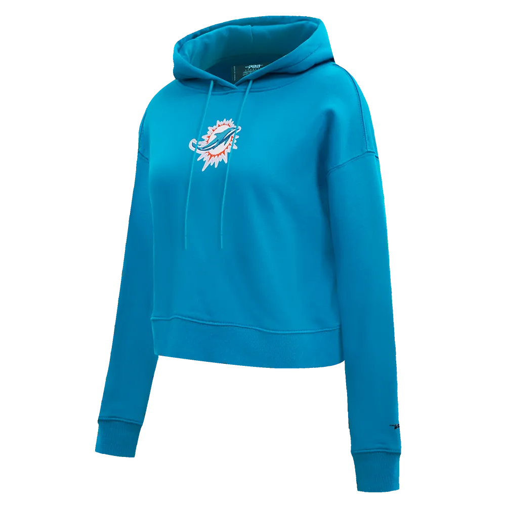 NFL MIAMI DOLPHINS CLASSIC WOMEN'S FLC CROPPED PO HOODIE (TEAL)