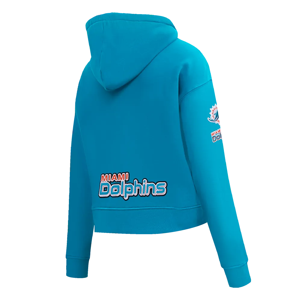 NFL MIAMI DOLPHINS CLASSIC WOMEN'S FLC CROPPED PO HOODIE (TEAL)