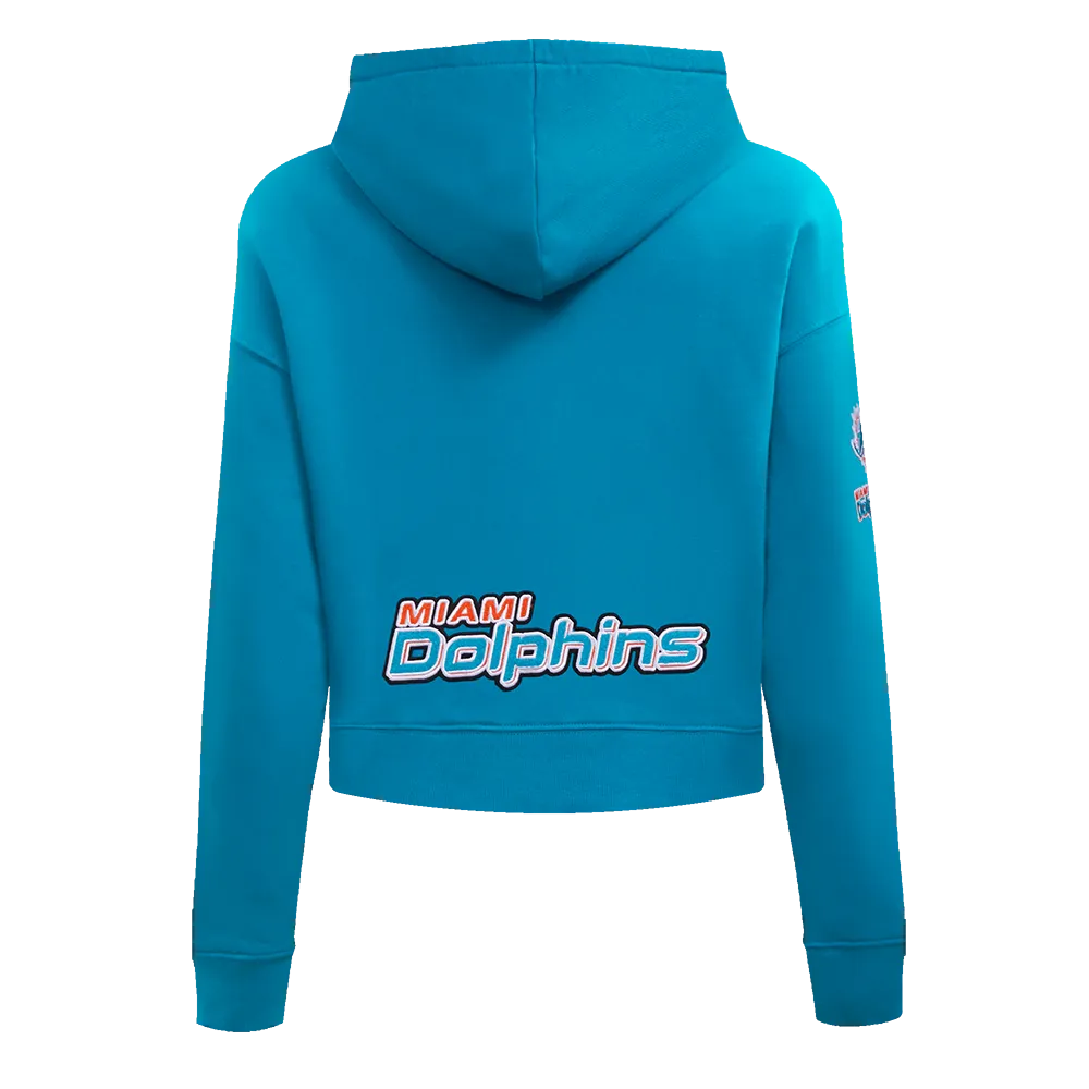 NFL MIAMI DOLPHINS CLASSIC WOMEN'S FLC CROPPED PO HOODIE (TEAL)