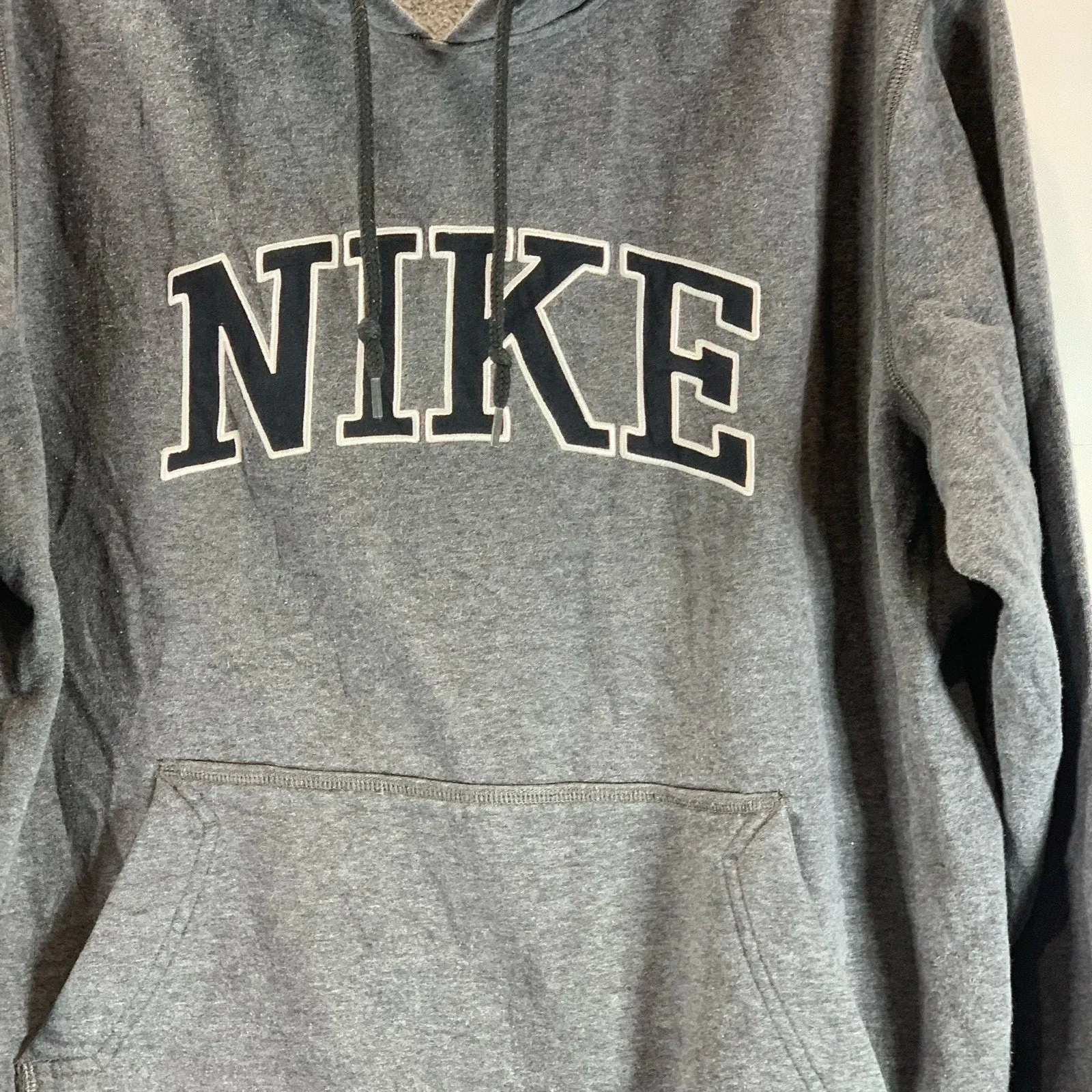 NIKE Men's Gray Logo Regular-Fit Pullover Hoodie SZ L