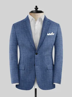 Noble Blue Wool Silk Linen Jacket