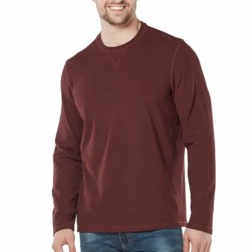 NWT Free Country Men's Long Sleeve Soft Brushed Crew Neck Moisture Wicking Shirt