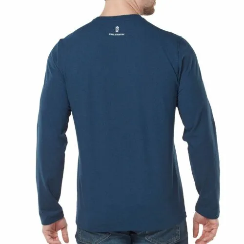NWT Free Country Men's Long Sleeve Soft Brushed Crew Neck Moisture Wicking Shirt
