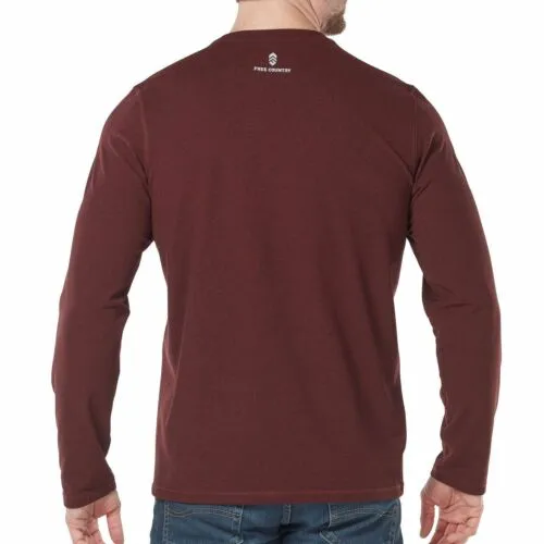 NWT Free Country Men's Long Sleeve Soft Brushed Crew Neck Moisture Wicking Shirt