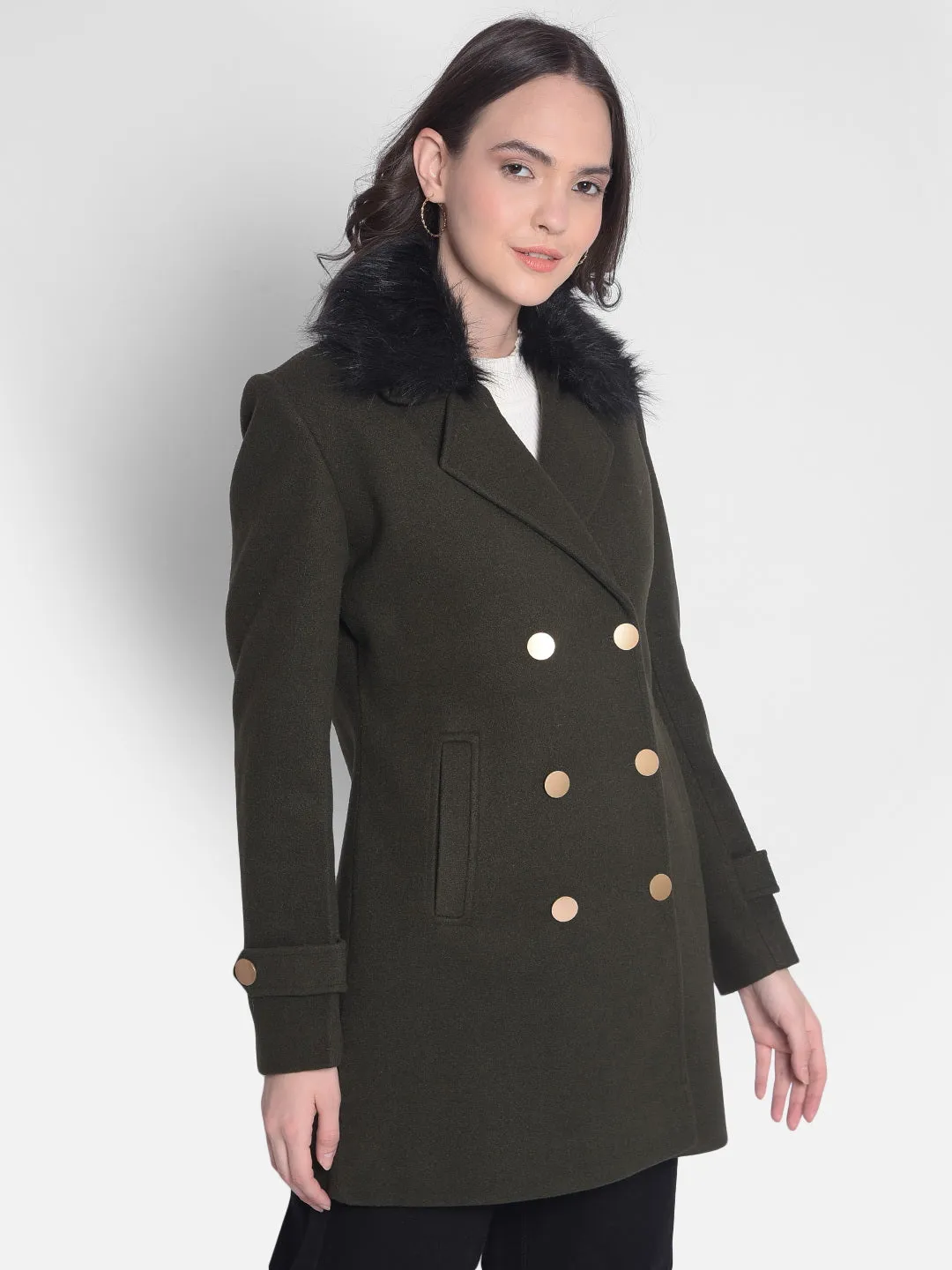 Olive Double-Breasted Overcoat