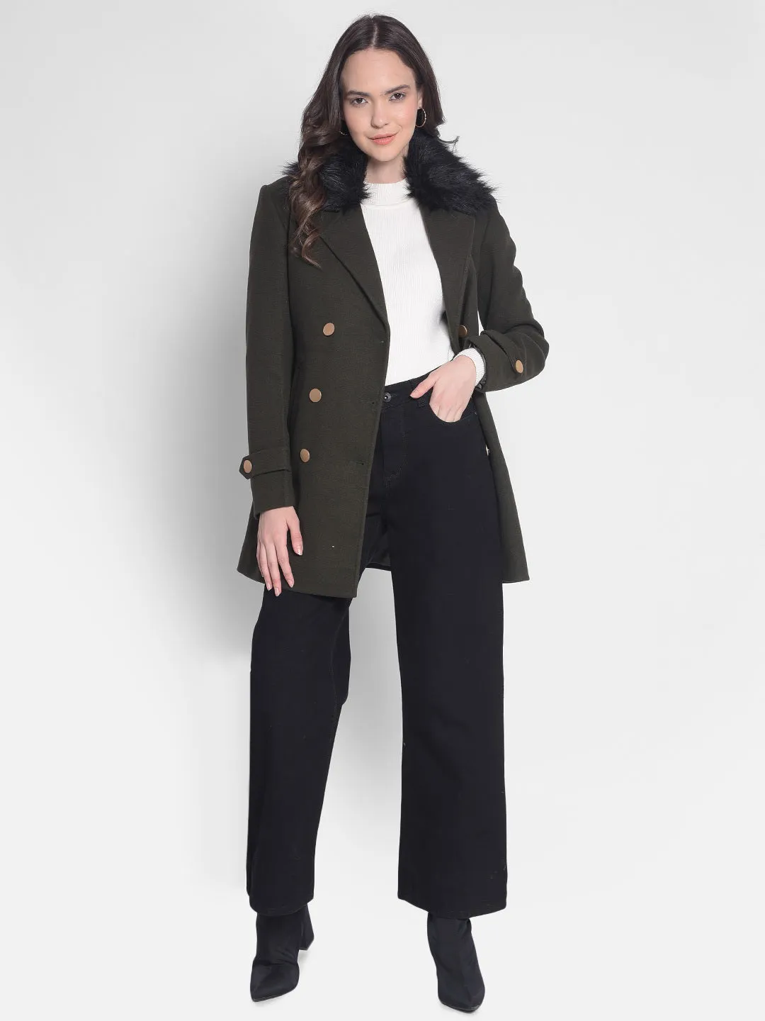 Olive Double-Breasted Overcoat