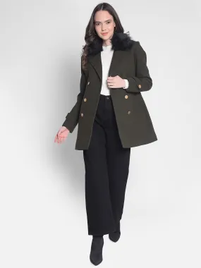 Olive Double-Breasted Overcoat