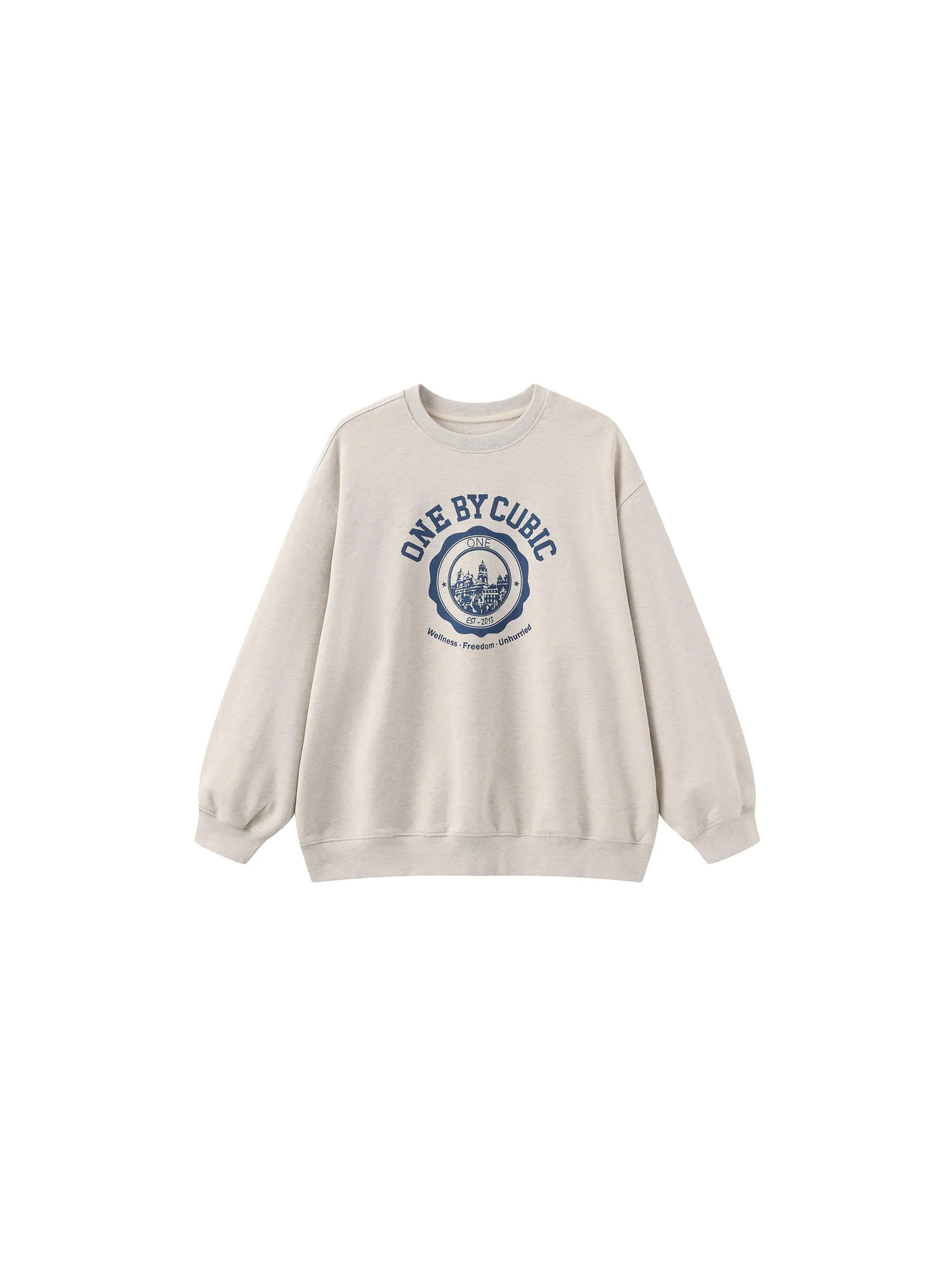 ONE BY CUBIC Oversized Crew Neck 100% Cotton Sweatshirt