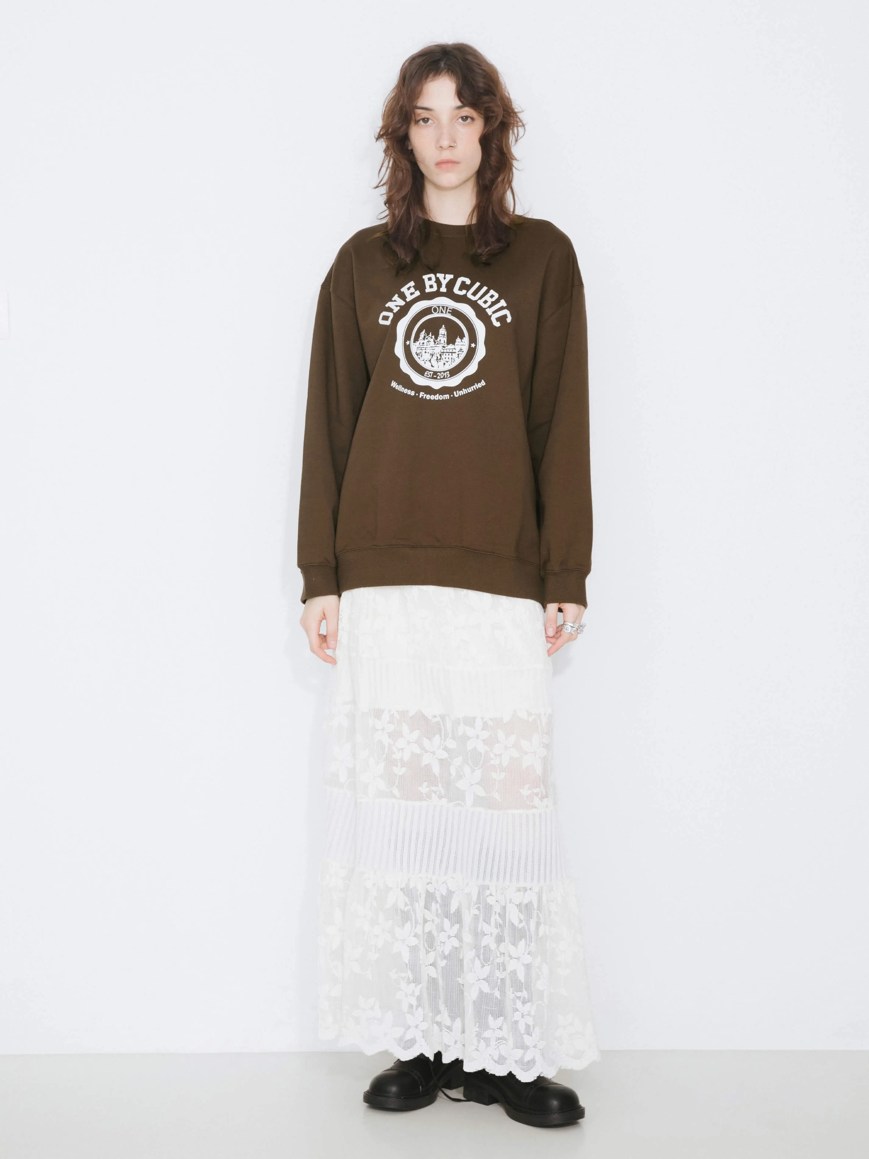 ONE BY CUBIC Oversized Crew Neck 100% Cotton Sweatshirt