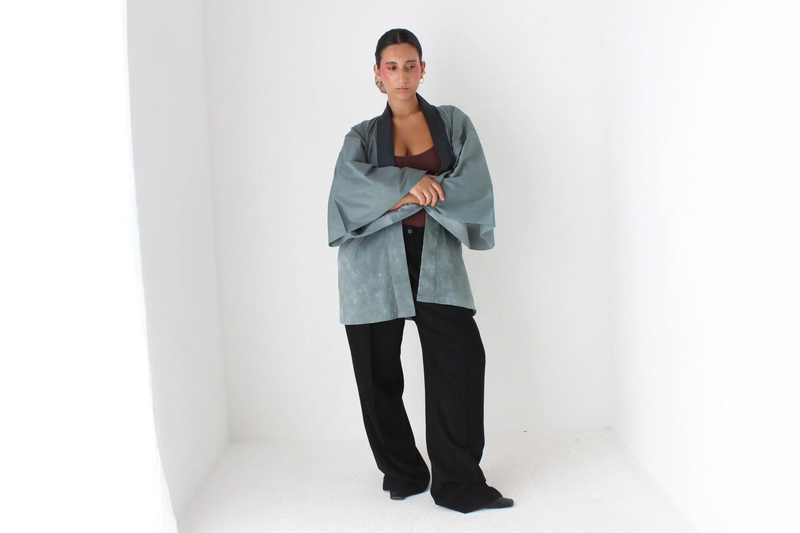 One of a Kind Vintage 1980s Hand Painted Japanese Tiger Kimono