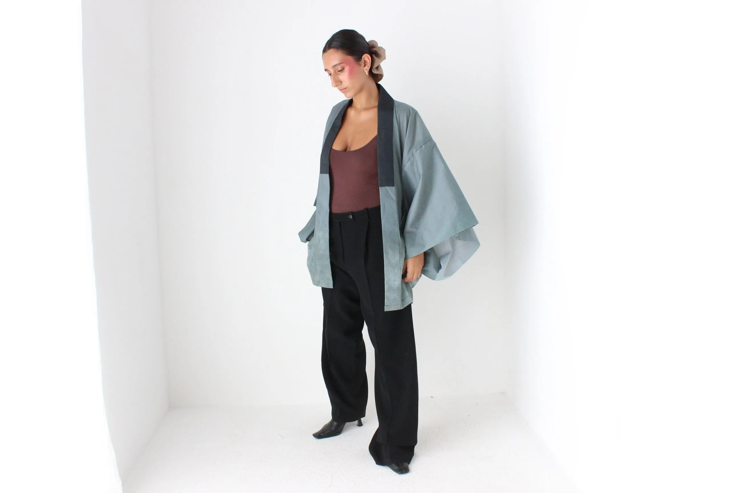One of a Kind Vintage 1980s Hand Painted Japanese Tiger Kimono