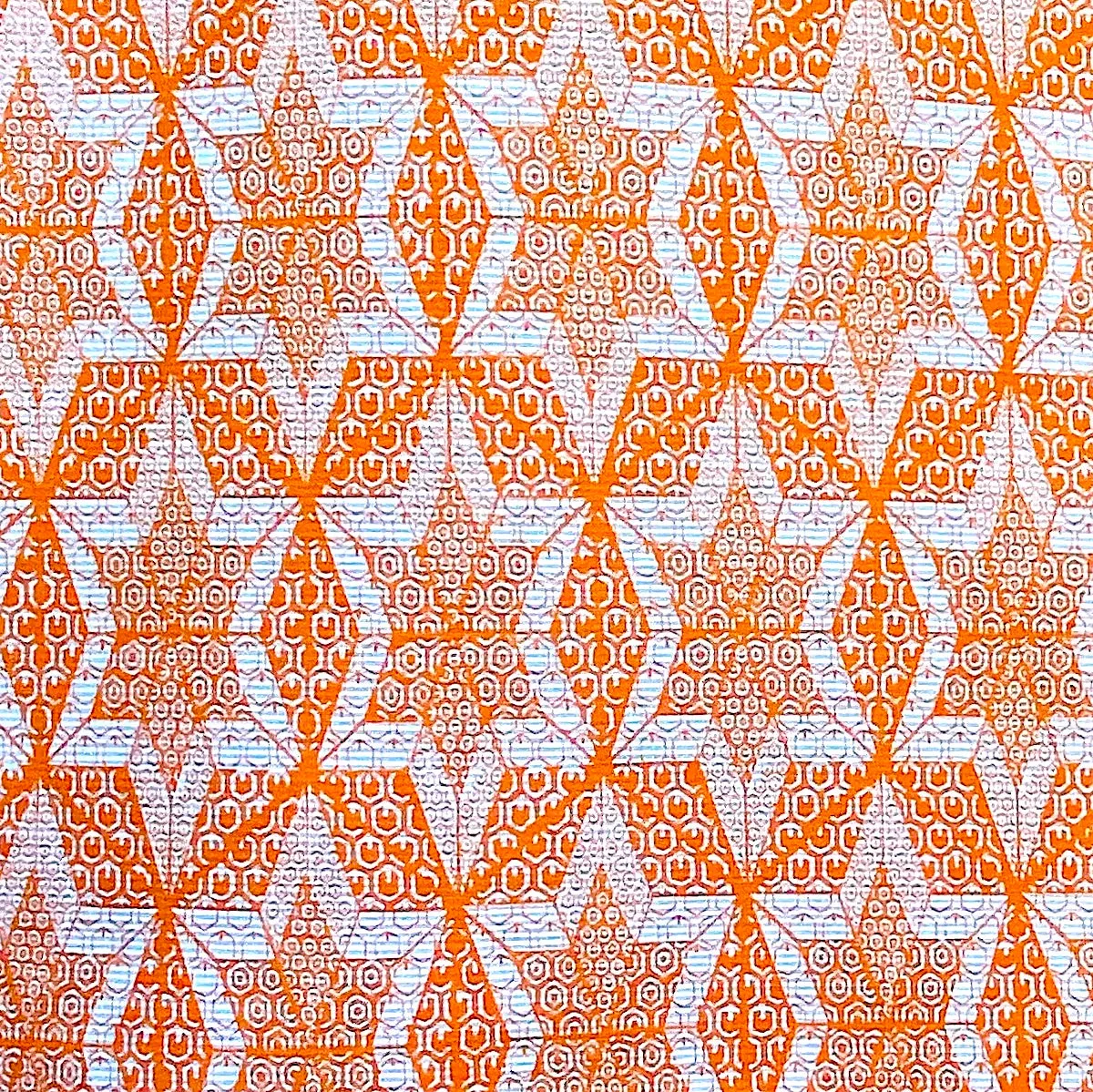 Orange Star-Hexagon Pongee Kimono Silk from Japan By the Yard  #327