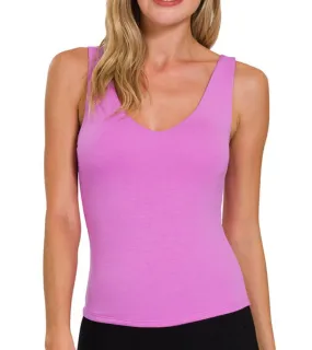 Orchid V Neck Double Layered Tank Top