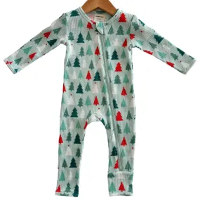 Organic Waffle Baby Romper - Festive Firs