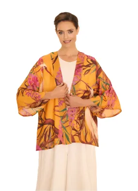 Oriental Crane Kimono Jacket by Powder UK in Ochre