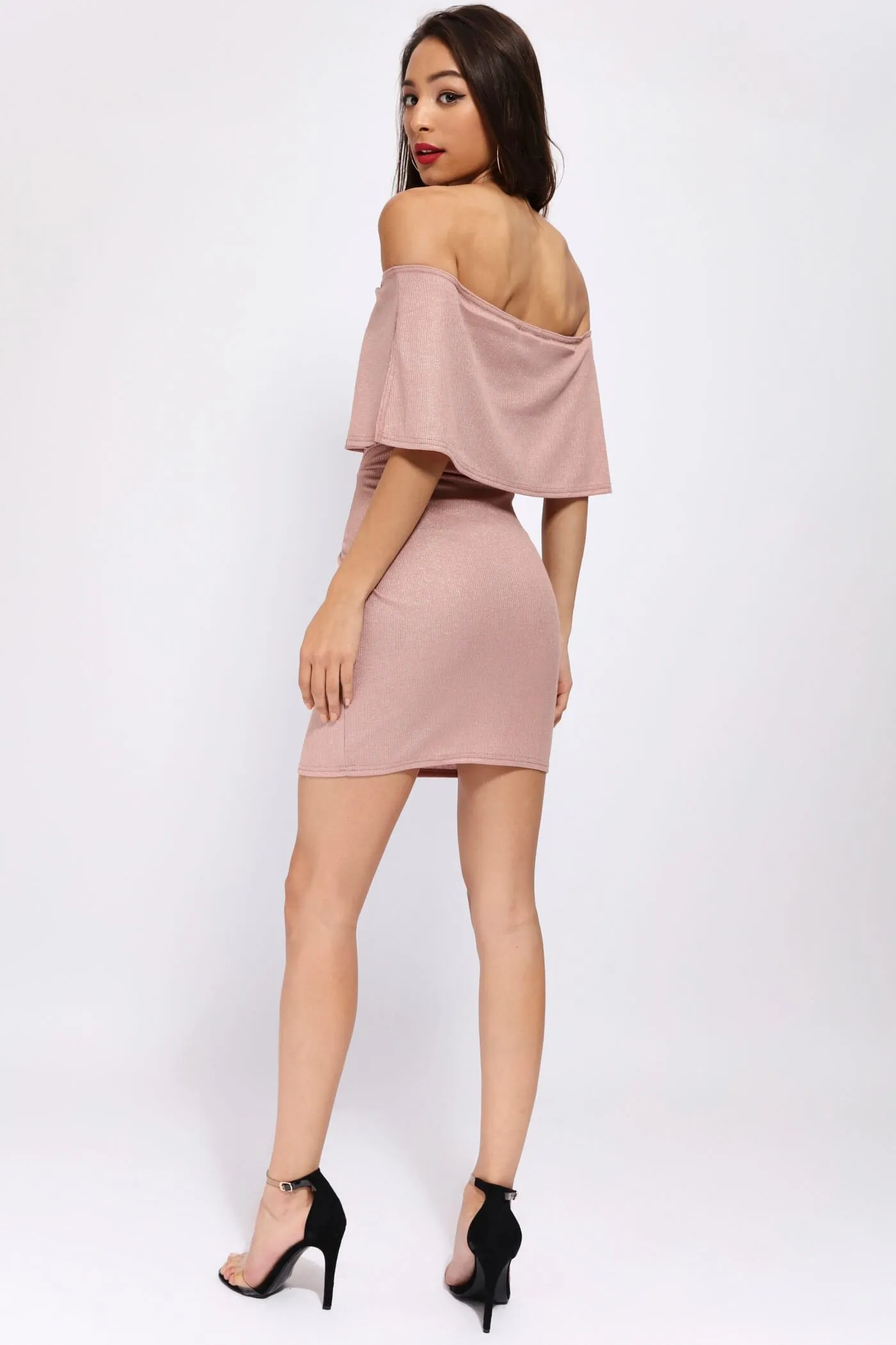 Pink Bardot Shimmer Mini Dress